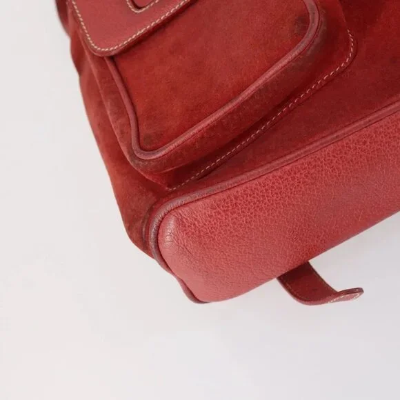 GUCCI Bamboo Backpack Suede Red Gold 003 2058 0016 Auth th6525